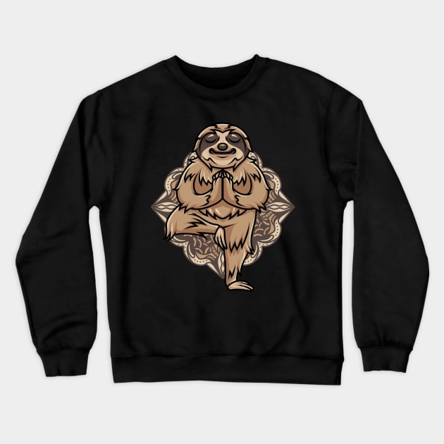 Funny Sloth In Yoga Pose Crewneck Sweatshirt by Om That Shop